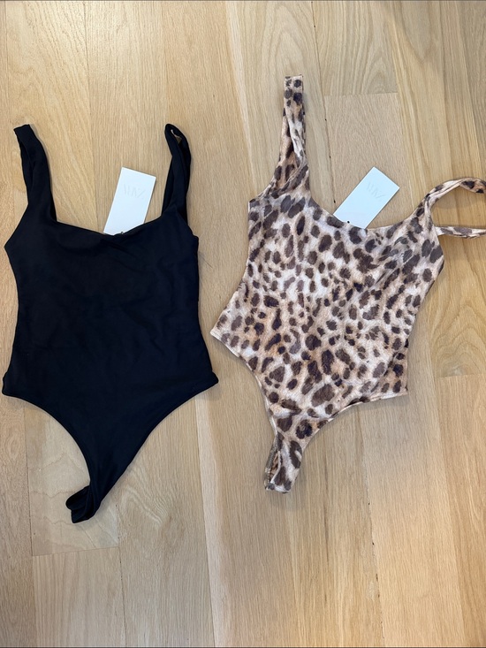 Zara Tops - Set of 2 Zara bodysuits Black & Leopard Print